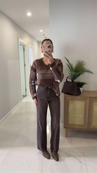 ZR Fossil Kahve Wıde Leg Jean