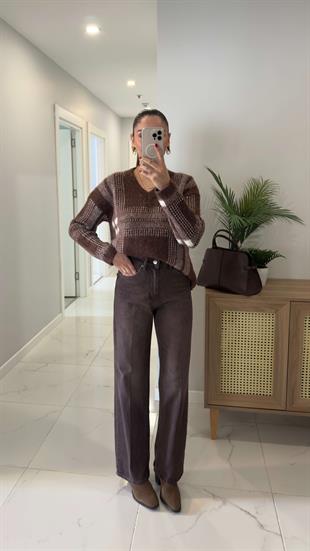 ZR Fossil Kahve Wıde Leg Jean