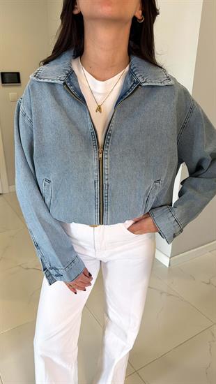 ZR Jocca Açık Mavi Fermuarlı Denim Ceket