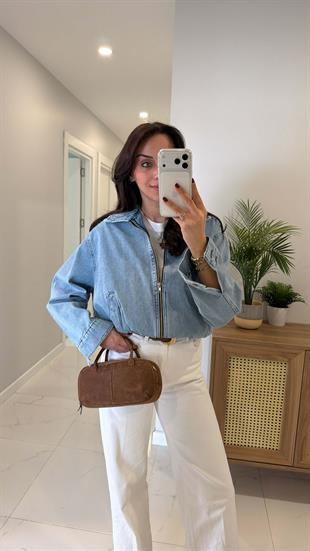 ZR Jocca Açık Mavi Fermuarlı Denim Ceket