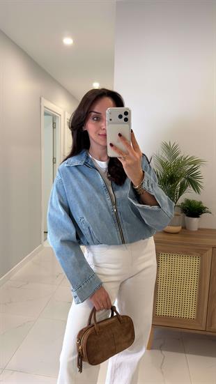 ZR Jocca Açık Mavi Fermuarlı Denim Ceket