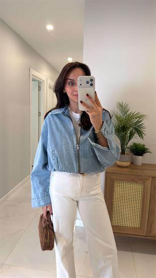 ZR Jocca Açık Mavi Fermuarlı Denim Ceket