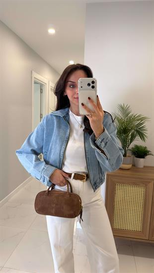 ZR Jocca Açık Mavi Fermuarlı Denim Ceket