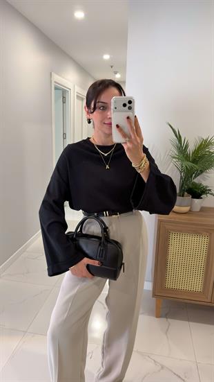 ZR Juya Siyah Double Kol Sweatshirt