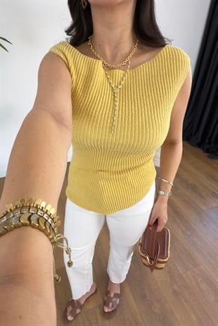 ZR Kossa Sarı Asimetrik Kesim Bluz