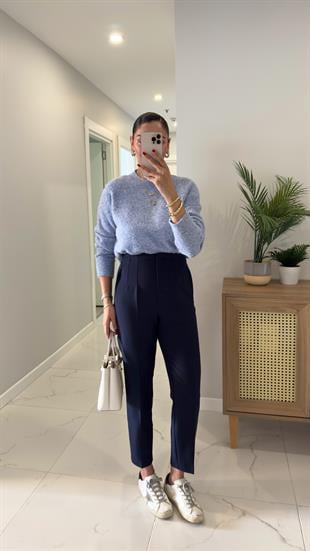 ZR Lora Lacivert Flatolu Pantolon