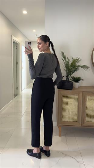 ZR Lora Siyah Flatolu Pantolon
