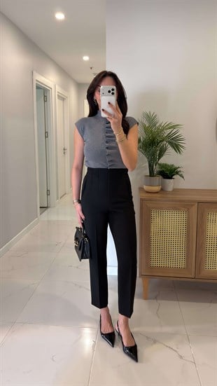 ZR Lowas Siyah Flatolu Pantolon