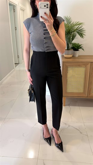 ZR Lowas Siyah Flatolu Pantolon