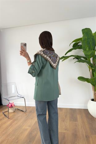 ZR Mosena Mint Yeşili Kol Detaylı Blazer Ceket