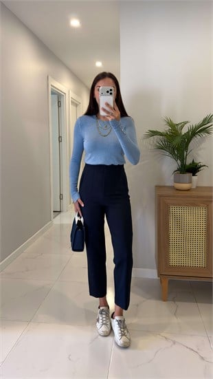 ZR Nora Lacivert Flatolu Pantolon