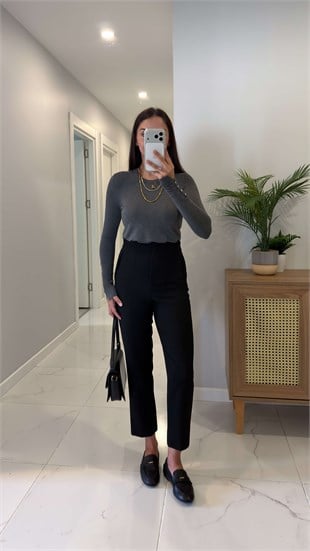 ZR Nora Siyah Flatolu Pantolon