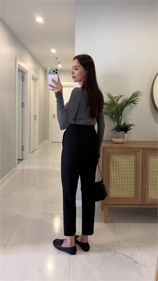 ZR Nora Siyah Flatolu Pantolon