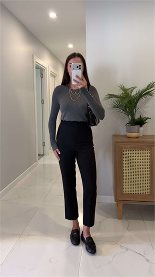 ZR Nora Siyah Flatolu Pantolon