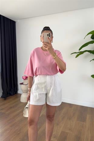 ZR Olla Pembe Bisiklet Yaka Basic Tişört
