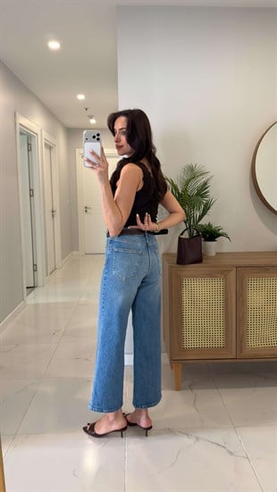 ZR Ollan Mavi Kemerli Bilek Boy Jean