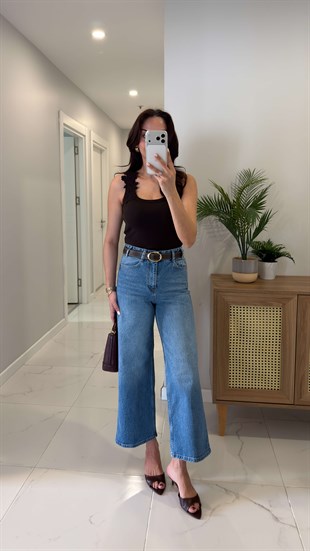 ZR Ollan Mavi Kemerli Bilek Boy Jean