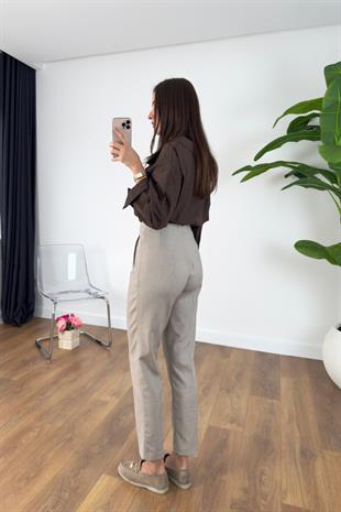 ZR Otte Bej Melanj Flatolu Pantolon