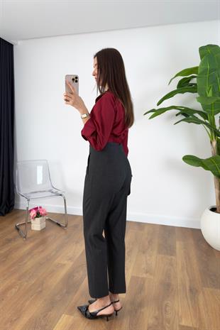 ZR Otte Siyah Melanj Flatolu Pantolon