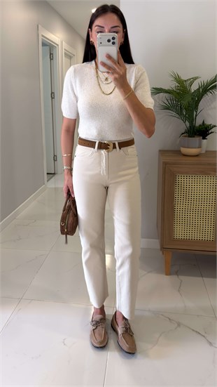 Ritta Bej Kesik Paça Boy Fit Jean