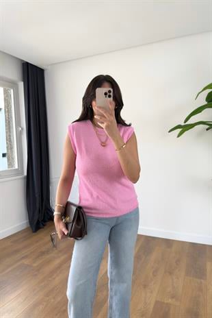 Zr Sante Pembe Sıfır Kollu Triko