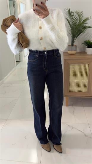 ZR Sendry Lacivert Kesik Paça Likralı Straıght Jean