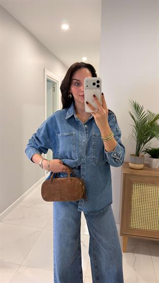 ZR Soway Mavi Oversize Denim Gömlek