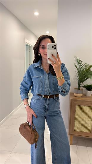 ZR Soway Mavi Oversize Denim Gömlek