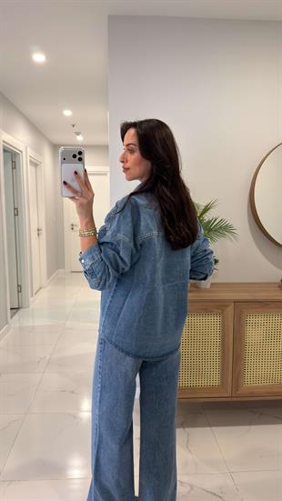 ZR Soway Mavi Oversize Denim Gömlek