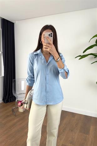 ZR Tusta Bebe Mavi Slim Fit Gömlek