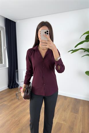ZR Tusta Bordo Slim Fit Gömlek