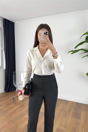 ZR Tusta Ekru Slim Fit Gömlek