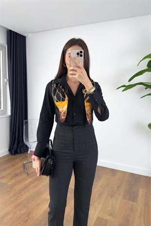 ZR Tusta Siyah Slim Fit Gömlek