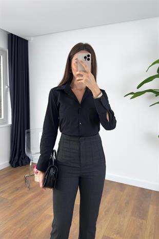 ZR Tusta Siyah Slim Fit Gömlek