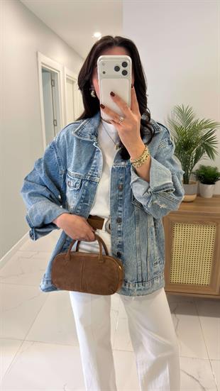 ZR Violda Mavi Cep Detaylı Denim Ceket