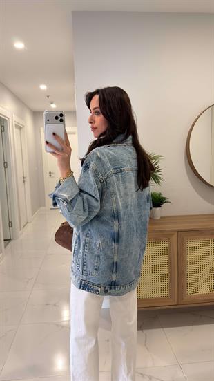 ZR Violda Mavi Cep Detaylı Denim Ceket