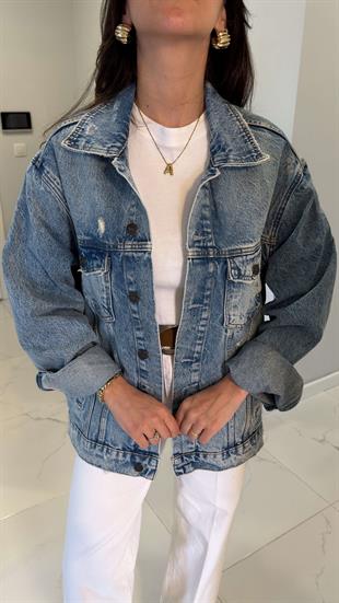 ZR Violda Mavi Cep Detaylı Denim Ceket