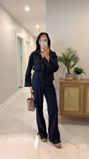 ZR Widlas Lacivert Paça Yırtmaçlı Denim Pantolon