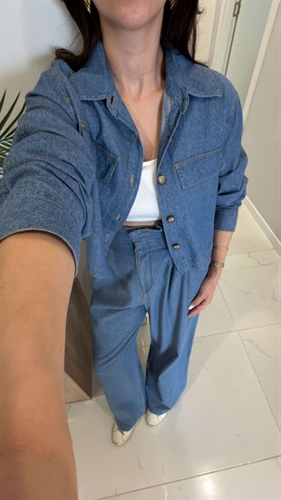 ZR Wion Mavi Cep Detaylı Denim Gömlek