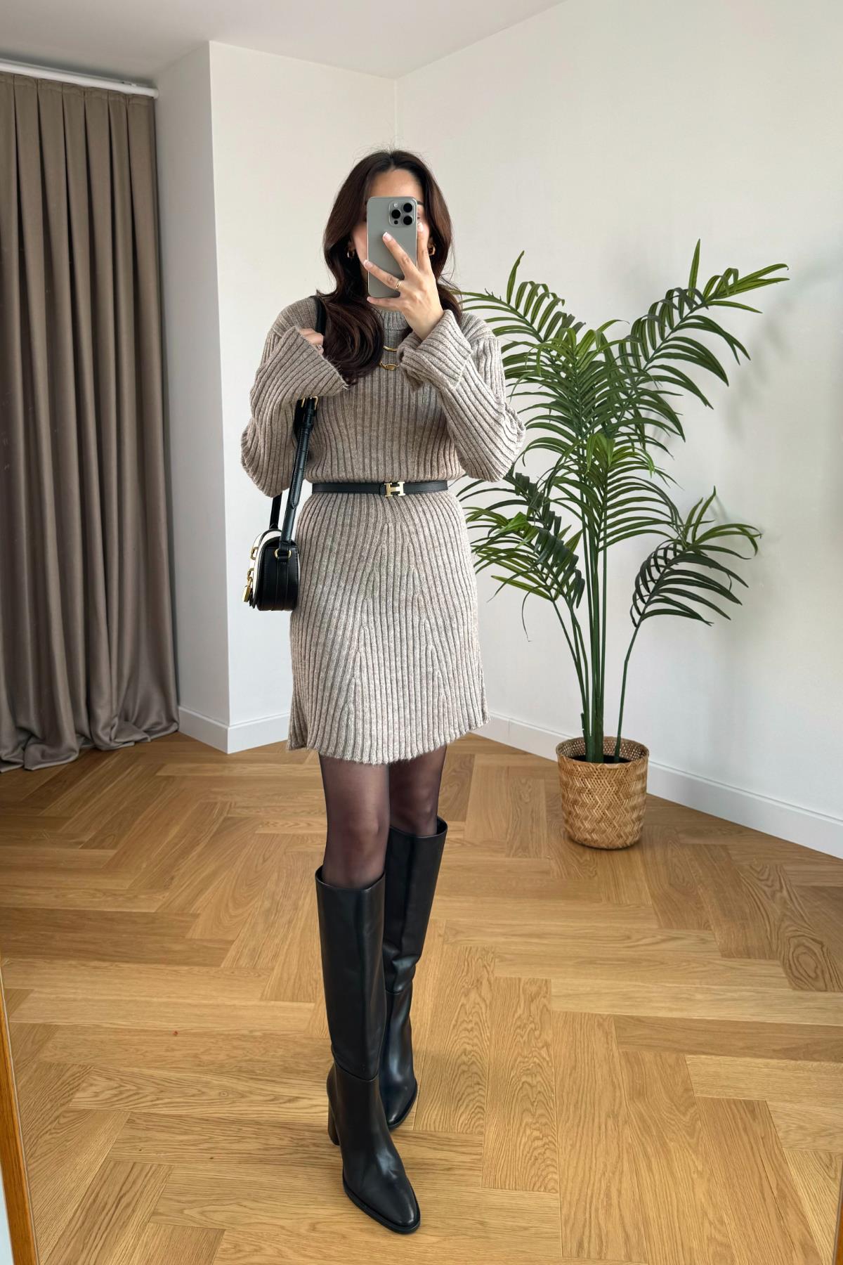 Benty Vizon Fitilli Triko Çan Elbise