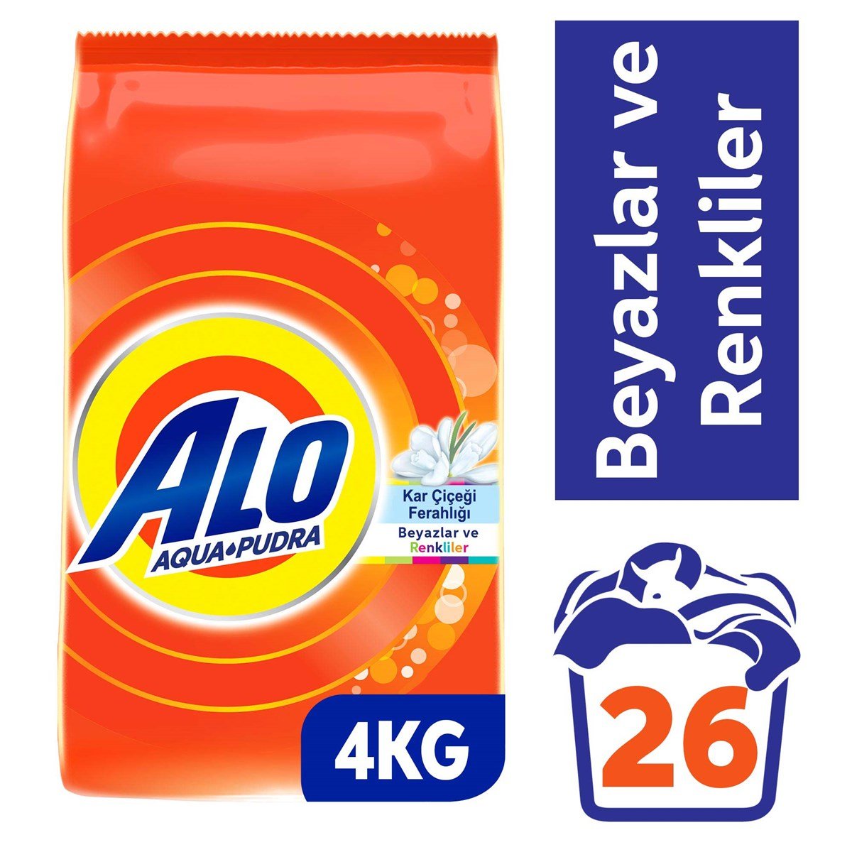 Alo 4 Kg Kar Çiçeği Ferahlığı Beyazlar ve Renkliler Aquapudra Toz Deterjan
