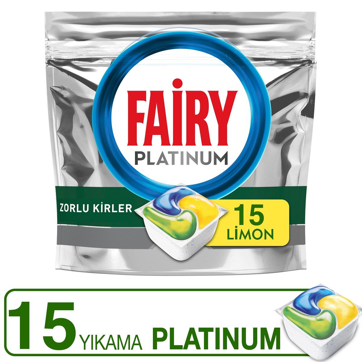 Fairy Platinum 15 Yıkama Bulaşık Makinesi Deterjanı Kapsülü Limon Kokulu