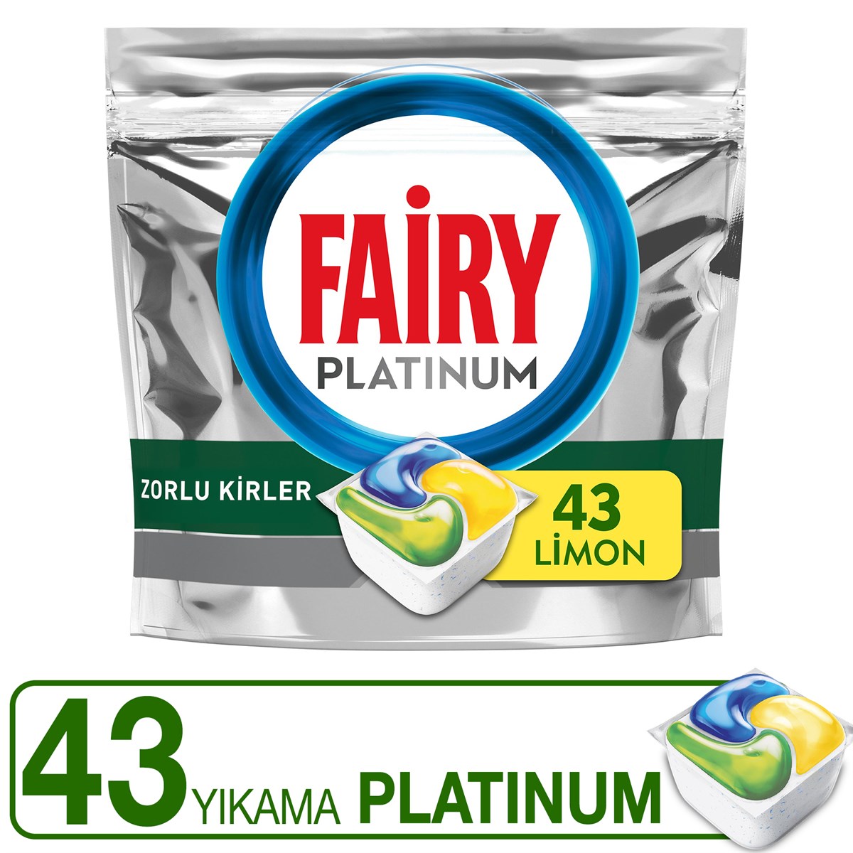 Fairy Platinum 43 Yıkama Bulaşık Makinesi Deterjanı Kapsülü Limon Kokulu