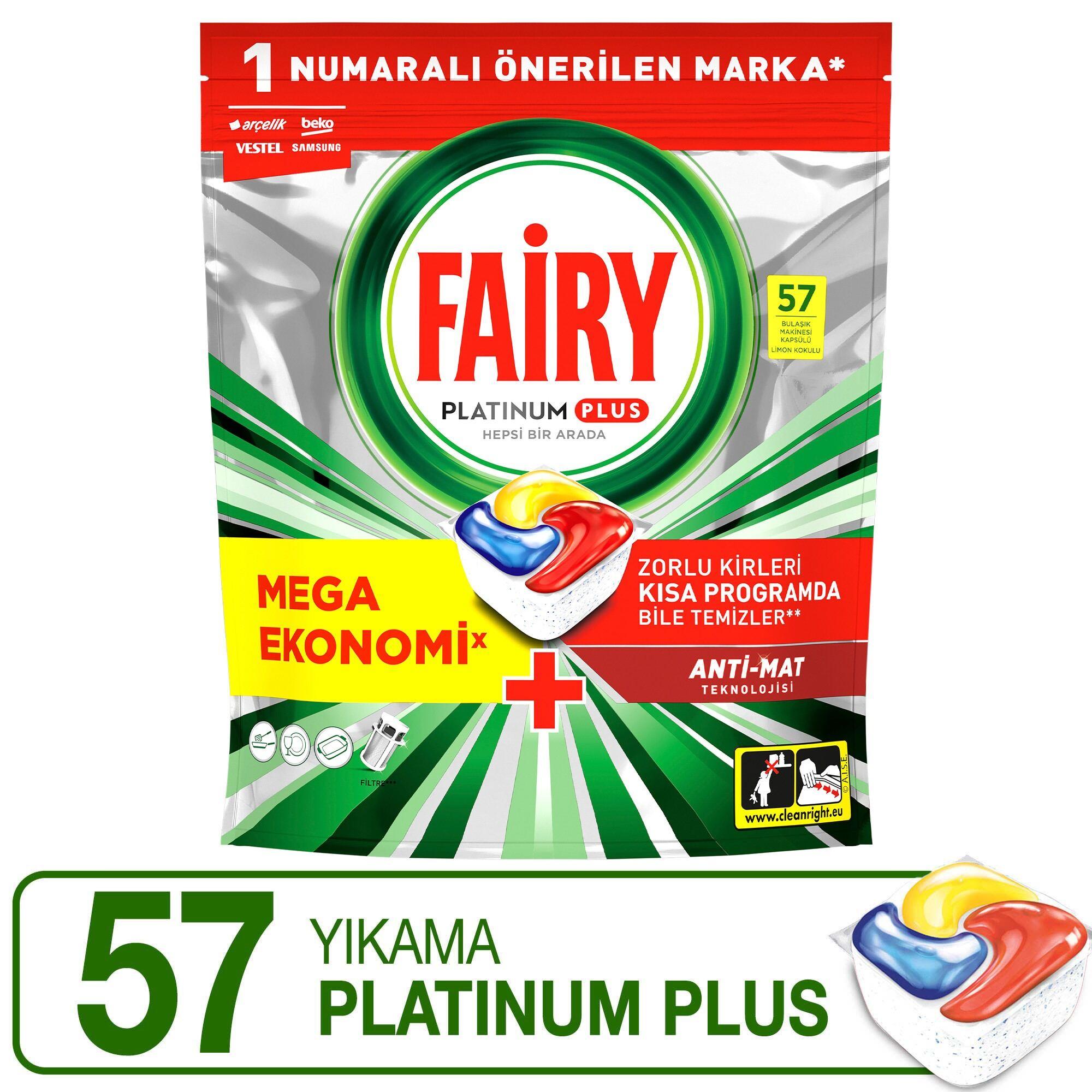 Fairy Platinum Plus Bulaşık Tableti 57'li 