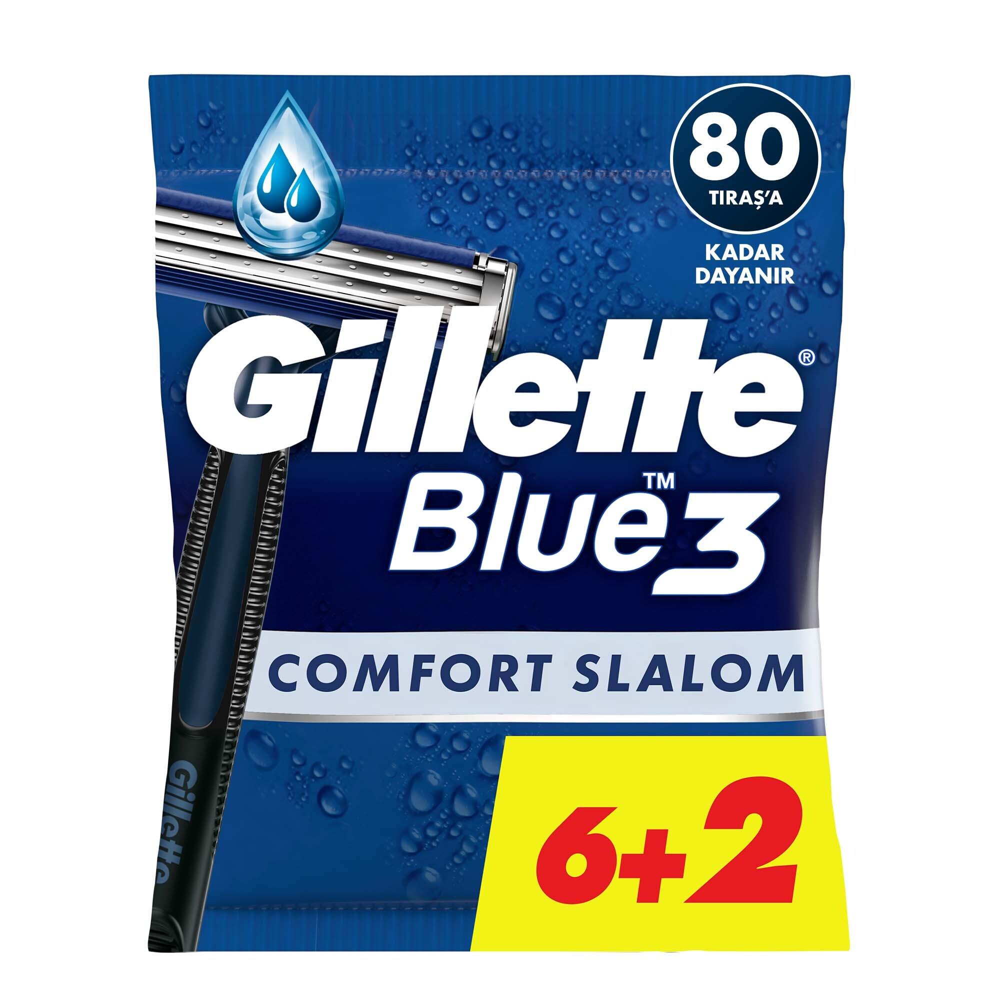 Gillette Blue 3 Tıraş Bıçağı Comfort Slalom 6 + 2'li Poşet