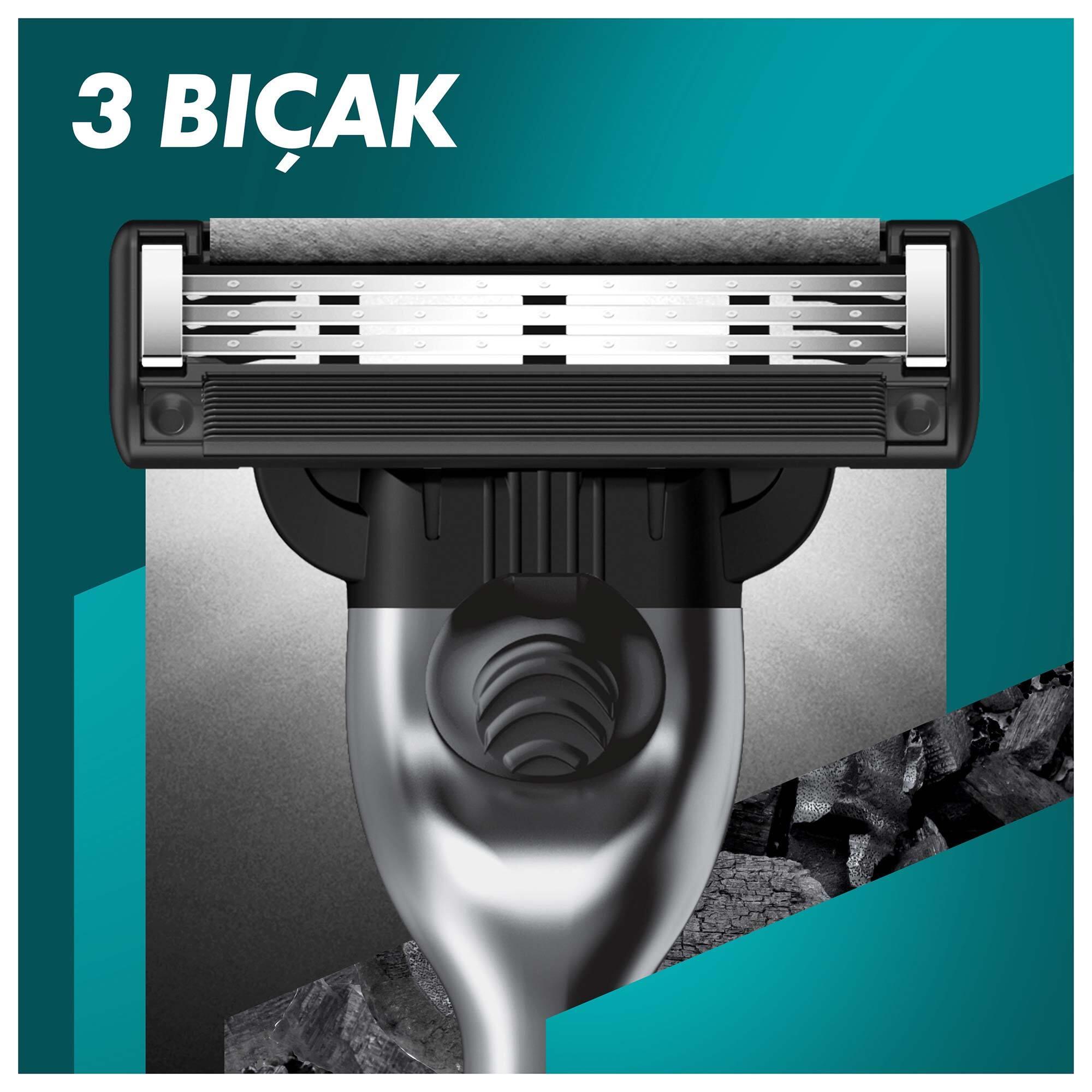 GILLETTE Tıras Makınesı Mach3 Charcoal 6'lı Yedek Baslık + Stand