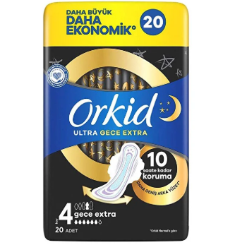 Orkid Ultra Gece Ekstra 4 Boy 20 adet Hijyenik Ped