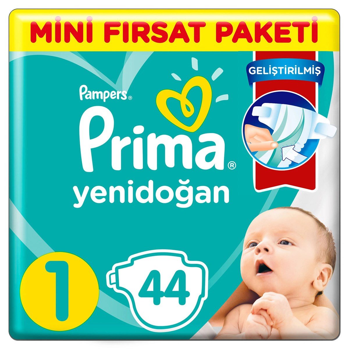 Prima Bebek Bezi Aktif Bebek 1 Beden Yenidoğan 44 Adet Standart Paket
