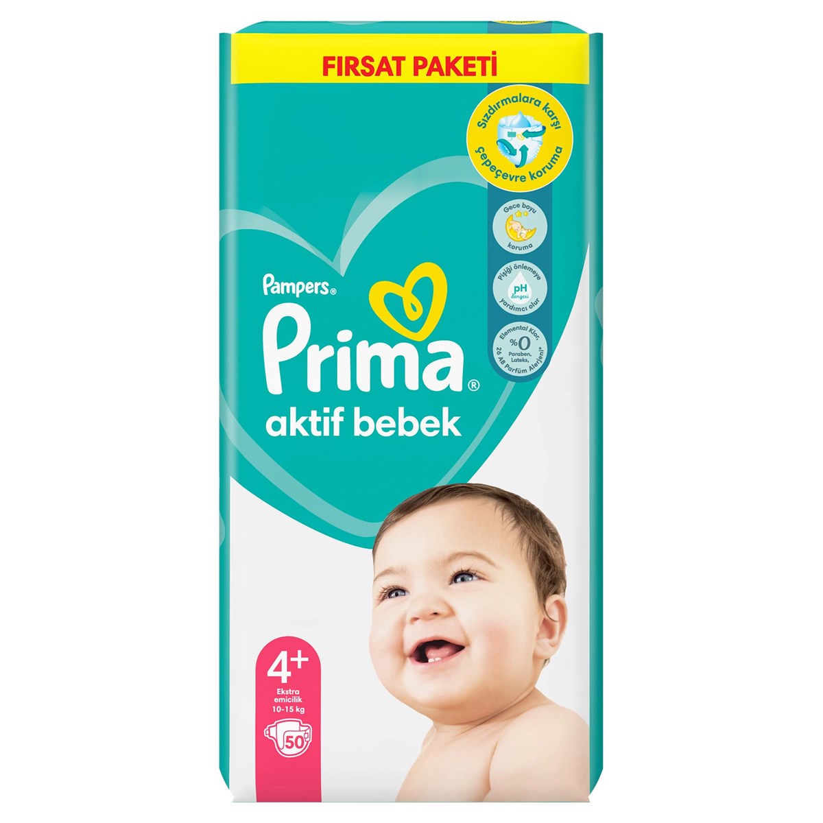 Prima Bebek Bezi Aktif Bebek 4+ Beden 50 Adet Fırsat Paketi