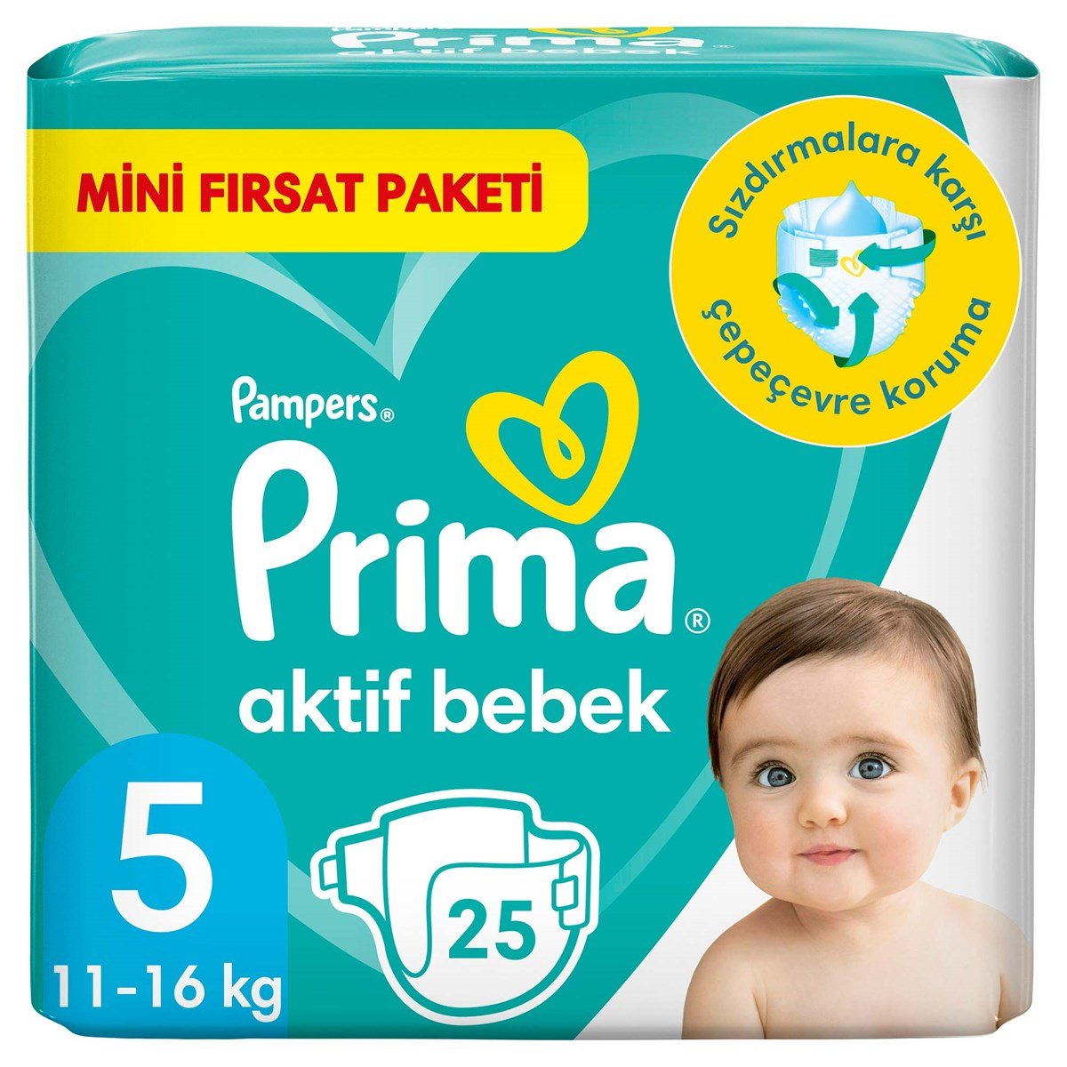 Prima Bebek Bezi Aktif Bebek 5 Beden 25li Fırsat Paketi